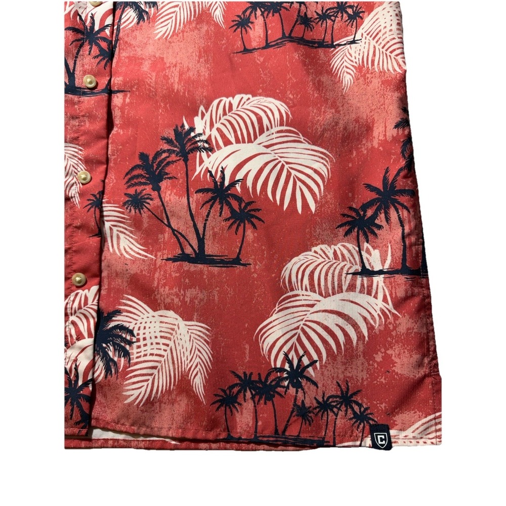 Chaps Mens‎ XL Performance Shirt Red Tropical Palm Tree  Button Down Shirt - Picture 3 of 13